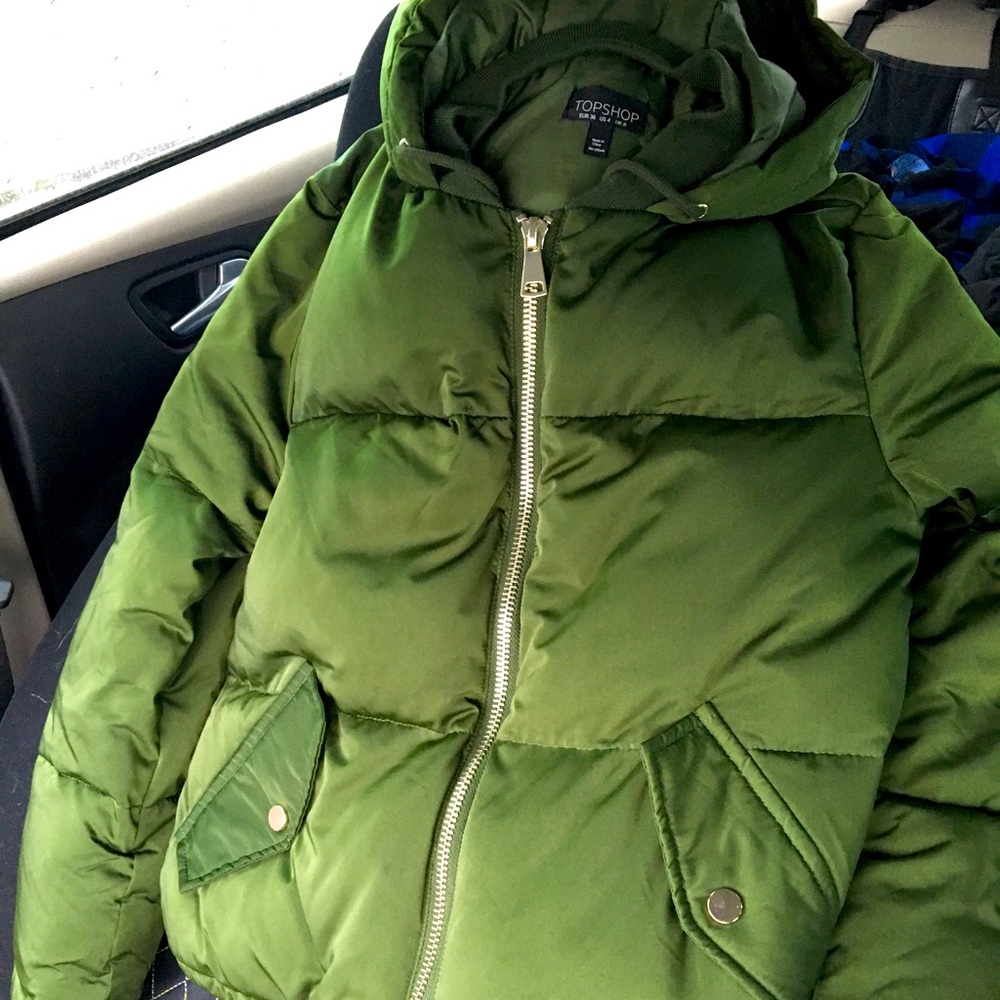 TopShop green puffer jacket women’s small